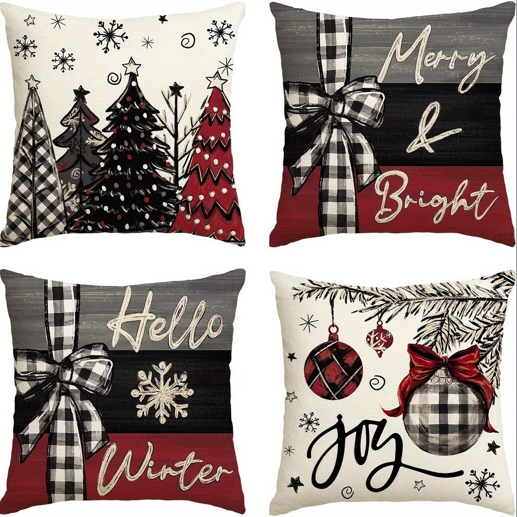 1Pc Christmas Throw Pillow Cases Soft Square Throw Pillow Covers Xmas Decorations For Living Room Bedroom Sofa Couch Bed
