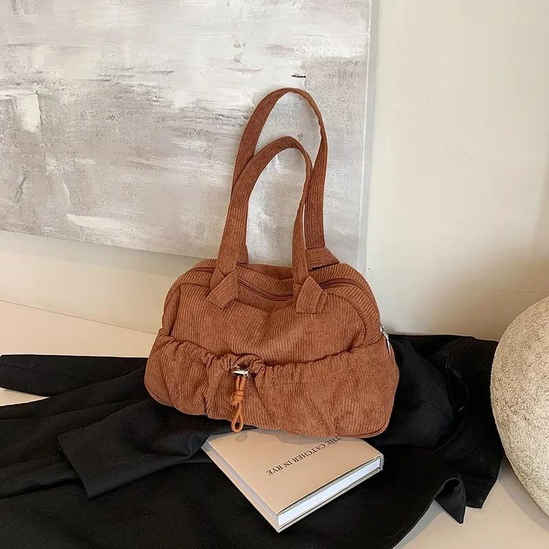 Velvet shoulder bag for women large capacity monochromatic all-purpose bag elegant bags