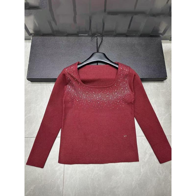 European Style Rhinestone Embellished Long Sleeve Knit Top - 2026 Autumn/Winter Collection