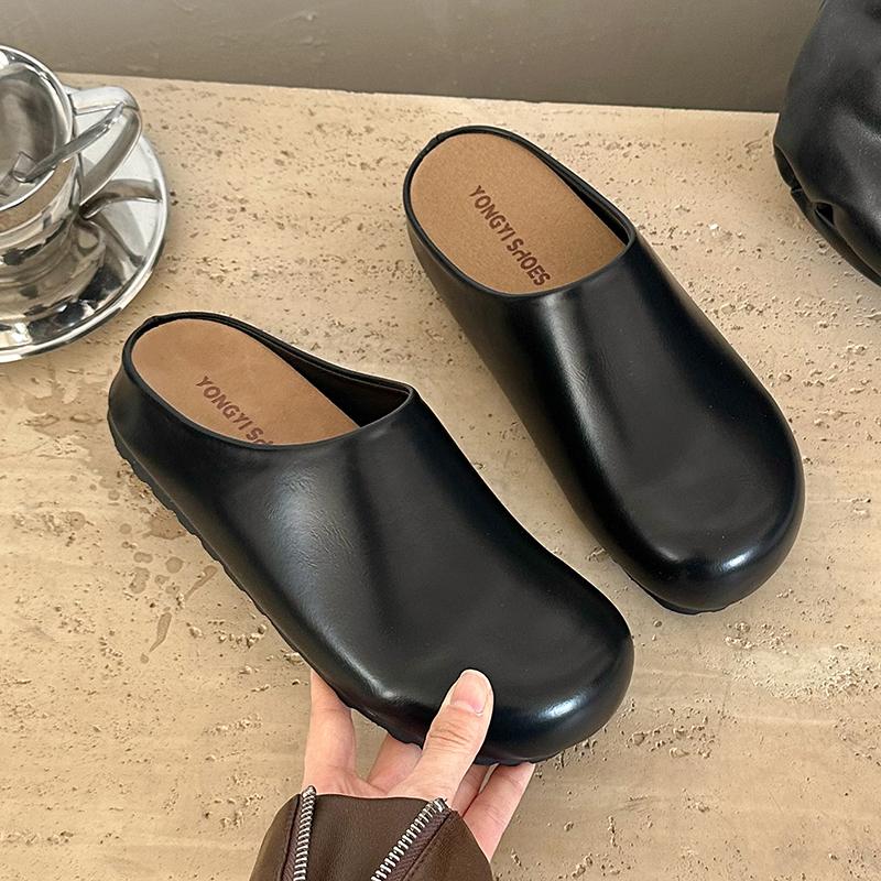 Fashion New Women's Slippers Closed Toe Round Toe Suede Sandals Autumn New Retro Solid Color Flat Bottom Women's Shoes