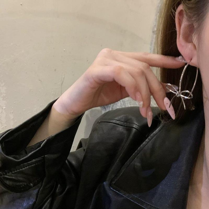 Bowknot Large Hoop Earrings For Women Niche Personality Design Jewelry