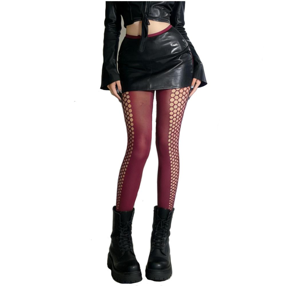 Damen Sexy Gestreifte Vertikale Rippung Strumpfhose Seite Ausgeschnitten Netzstrumpfhose Jk Atmungsaktiv Fischgrätstrümpfe Strumpfhose Leggings