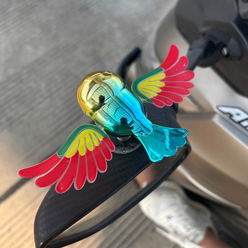 Car Dashboard Flying Bird Ornament Cute Simulated Companion Bird Helmet Decoration for Electric Scooter
