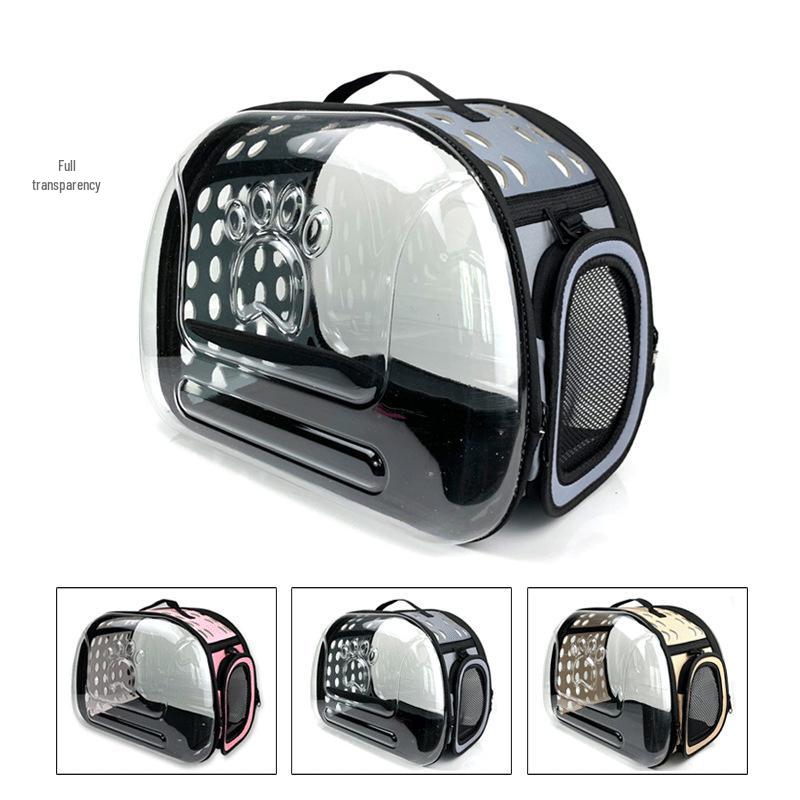 Pet Carrier: Portable Cat & Dog Transparent EVA Backpack Handbag, Foldable for Outings