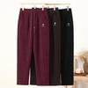 Fleece-Lined Woolen Trousers for Women, Embroidered Casual Pants for Middle-Aged and Elderly Ladies