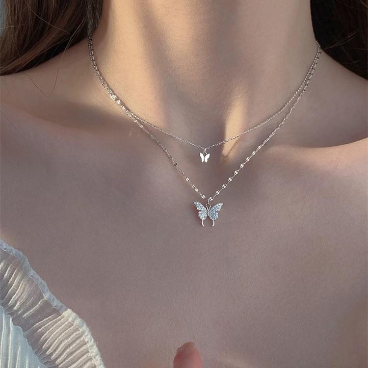 Collier Papillon Double Couche Haut Design 2026 | Choker Non-Décolorant pour Femme avec Niche, Élégance Simple