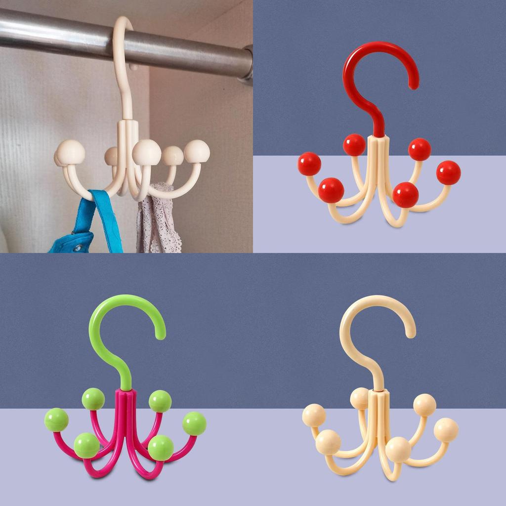 Multipurpose Six Claw Hook With Rotating Claws For Home And Dormitory Storage