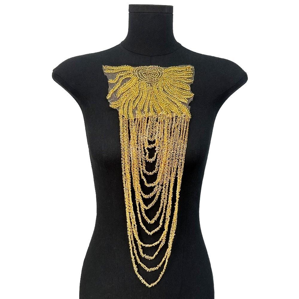 Sew On Clothes Sequins Bead Embroidery Studs Long Chain Shoulder Patches Beaded Tassels Shoulder Strap Wedding Dress