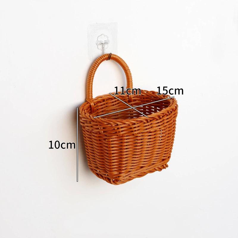 Wall Hanging Basket Boho Style Hand-Woven Hanging Storage Baskets Kitchen Ginger Garlic Scallion Egg Fruit Storage Box