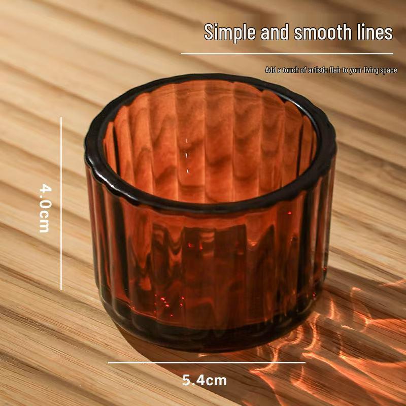 Vertical Stripe Transparent Glass Aroma Candle Holder
