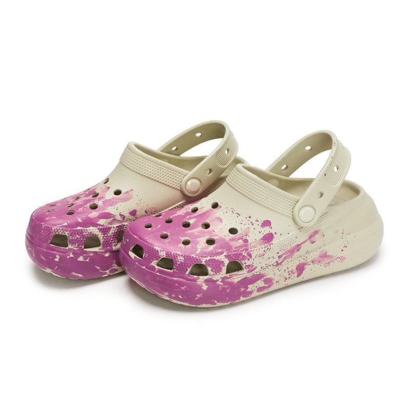 Crocs Crush Clog 811 Made Heartbeat Live High Street Ink Splash Personality Gift Box Shoes Unisex Same Bone White Powder