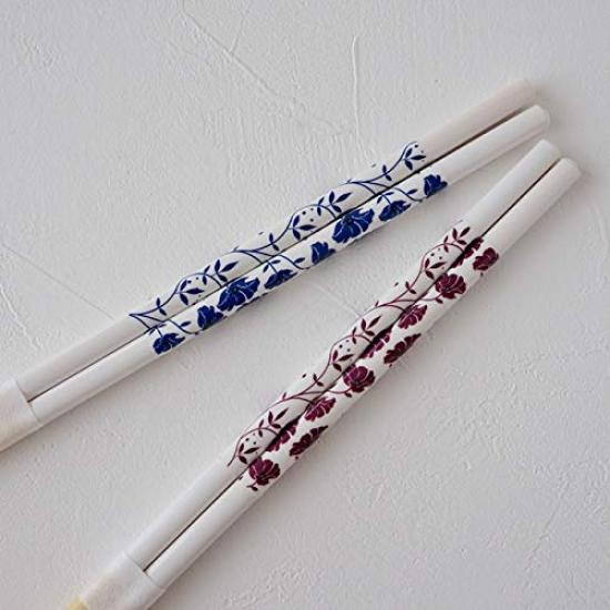 SUNLIFE Cooking Made in Natural Floral Set of 2 Chopsticks, Japan, 33cm, Wood, Pattern,
