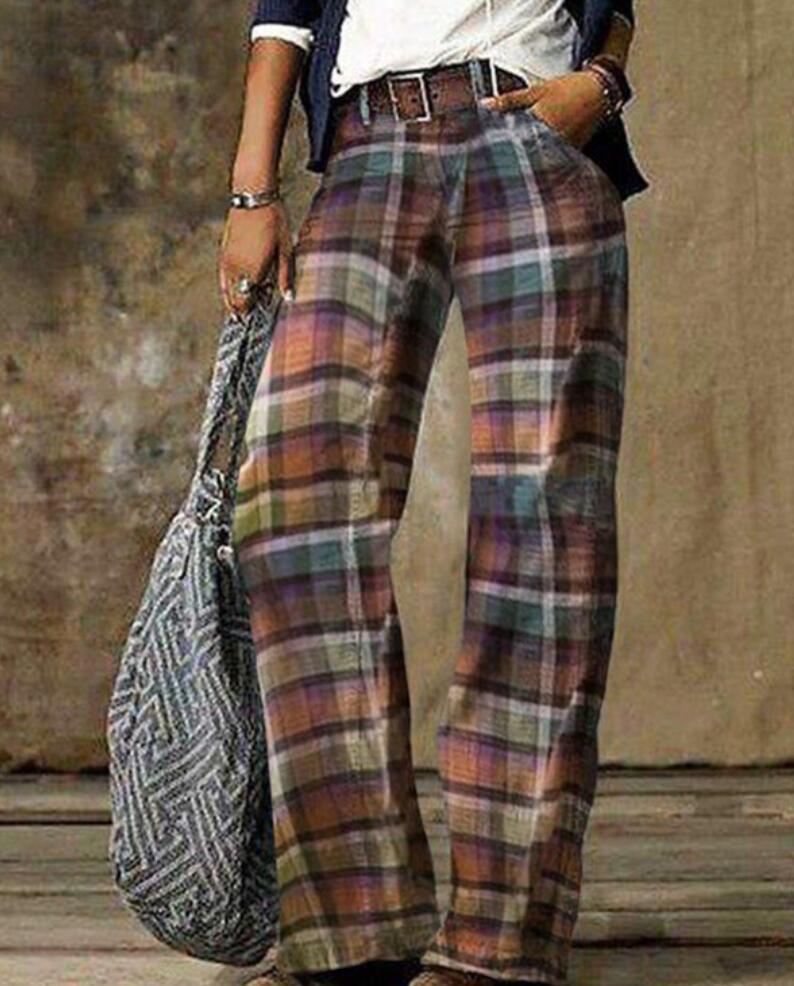 Europäische und amerikanische Übergröße Damen Casual Weitbein Imitationsjeans