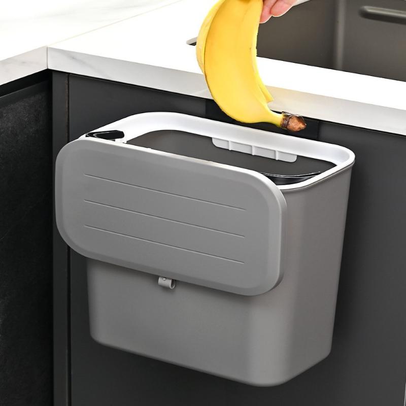 1/2Pcs Effortless Cleanup Space-Saving White Wall-Mounted Trash Bin For Kitchen - Durable Plastic Multi-Functional Garbage