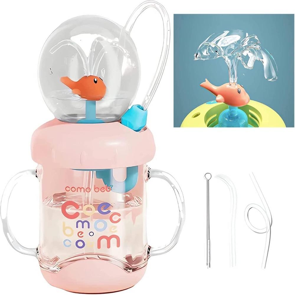 

Креативный подарок Тамблер-фонтан с двойной крышкой для питья, Ручка расширенной формы, Герметичная чашка с китом, 350 мл 220 мл Чашка-поильник с китом-спреем