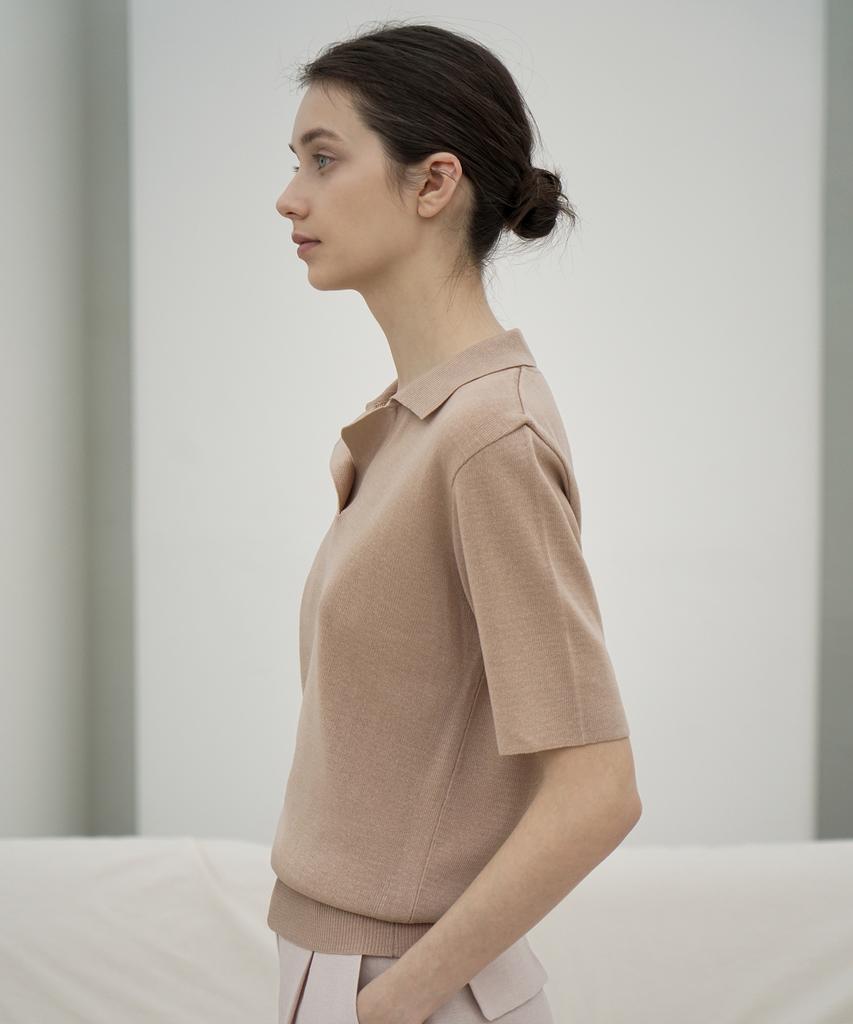RE RHEE Cuban Collar Short Sleeved Knit Shirt Be