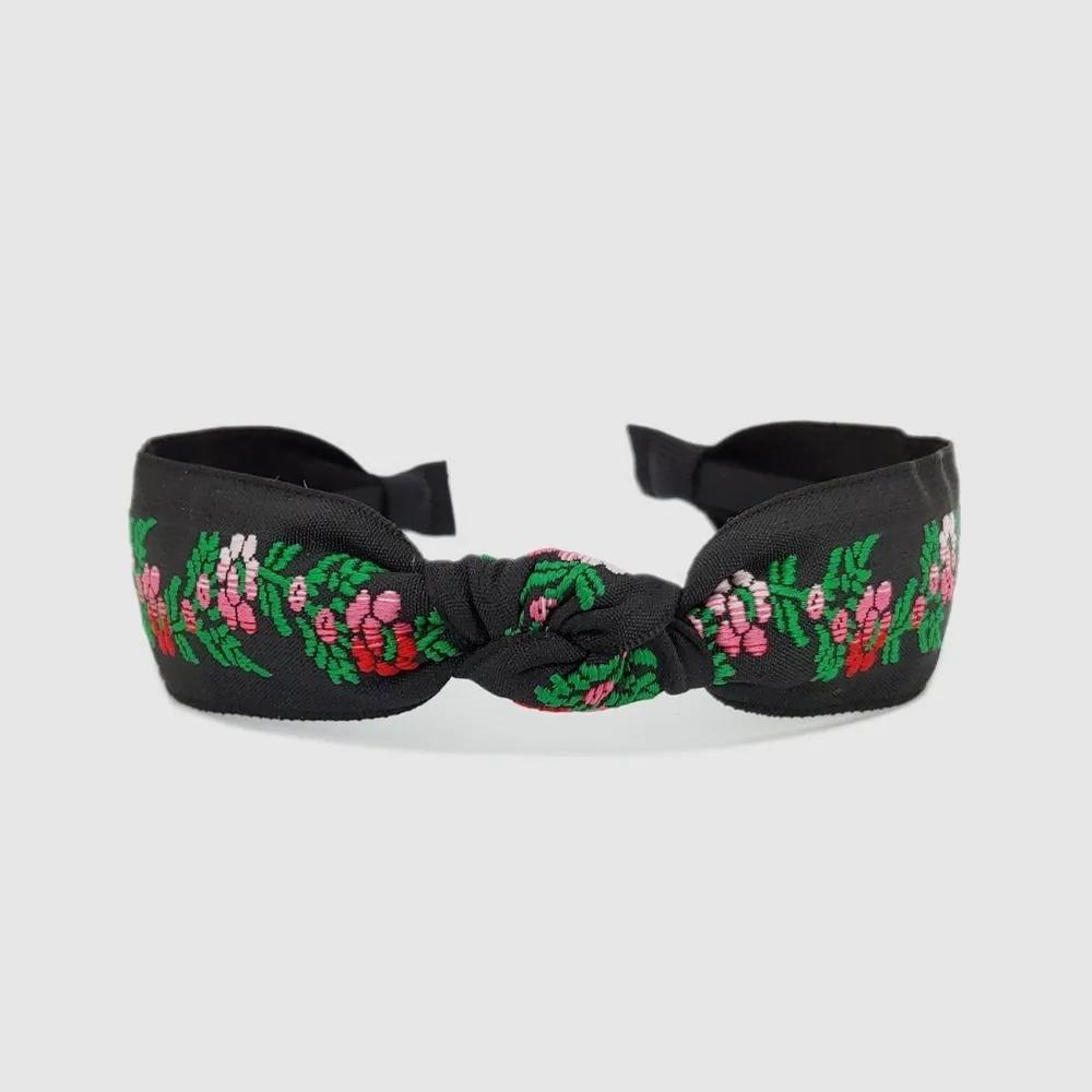 Lara Green Flower Embroidery Knot Hairband LALAH546 3306003