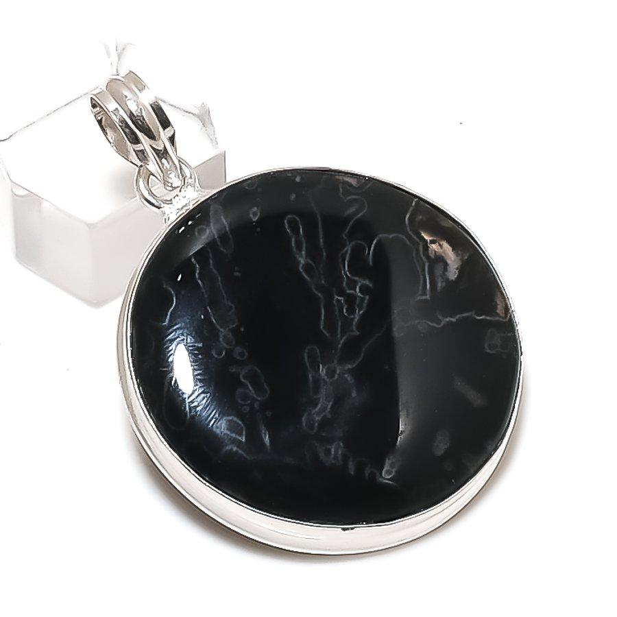 Tube Agate Gemstone Handmade 925 Sterling Silver Jewelry Pendant 1.97" Q4O41