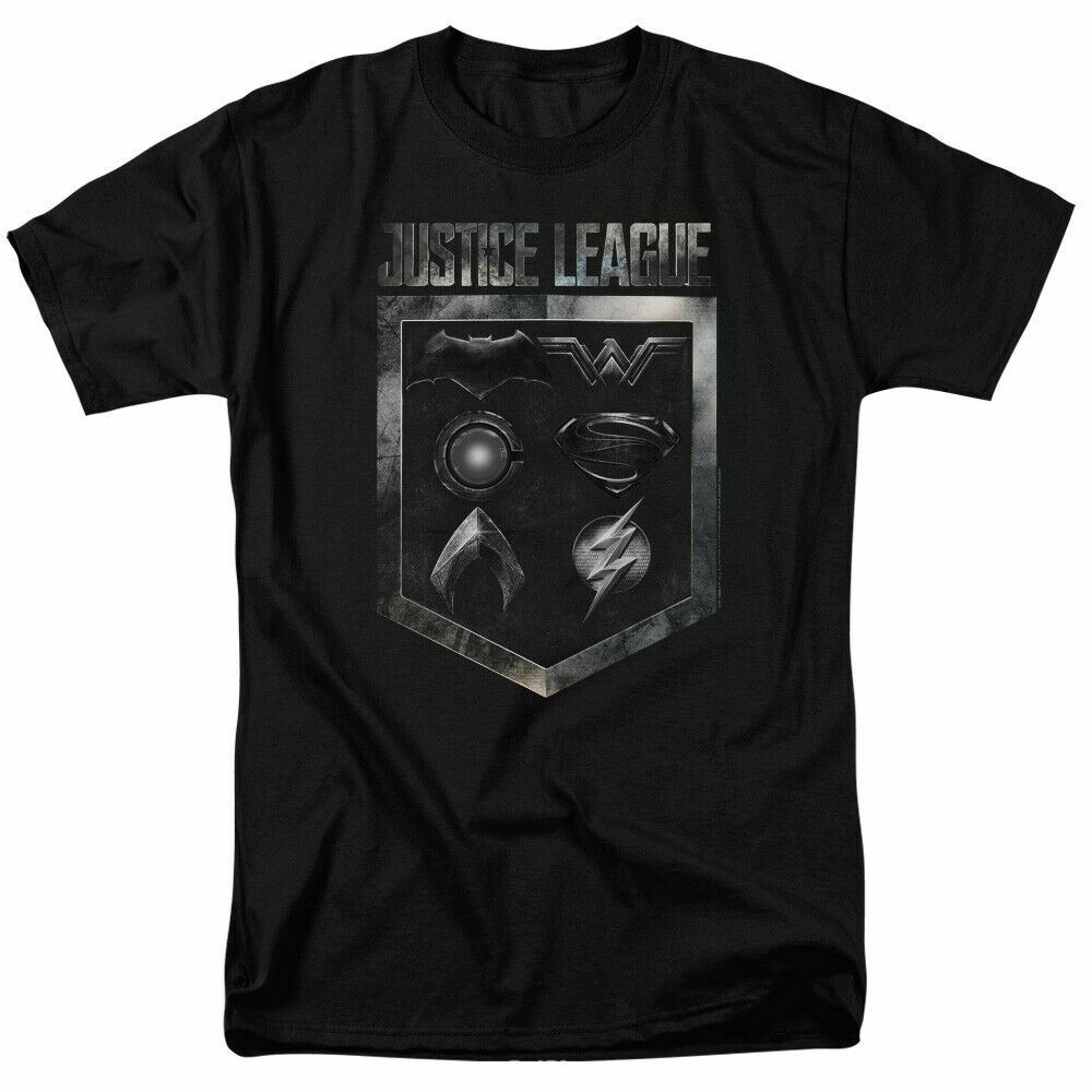 Justice League Shield Of Emblems T-shirt Licensed Comic Book Movie Tee New Black L
