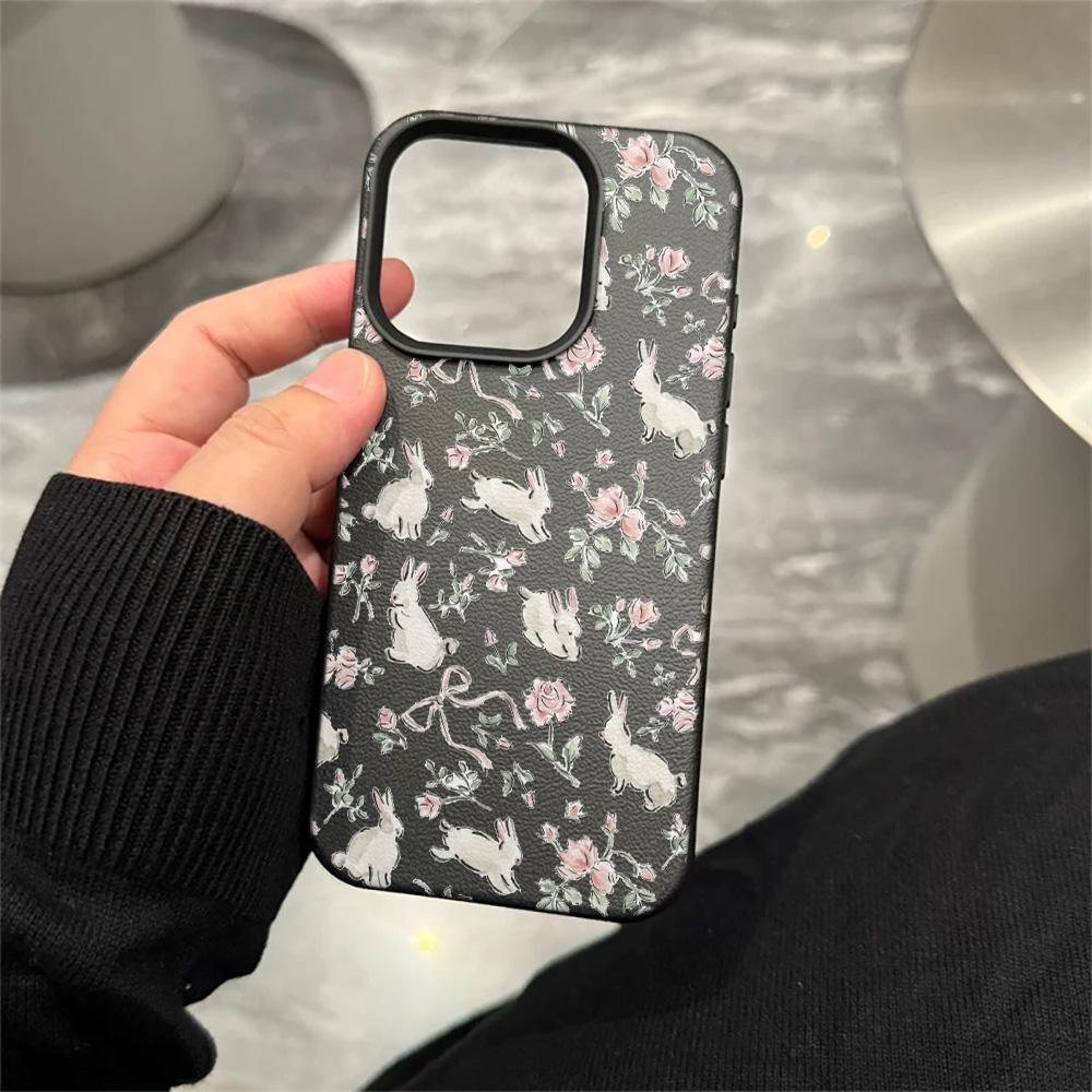 Rabbit Flower Soft Case For iPhone 16 Pro Case iPhone 15 13 16e 11 12 14 17 Pro Max 14 Plus 17E Shockproof Anti-drop Cover