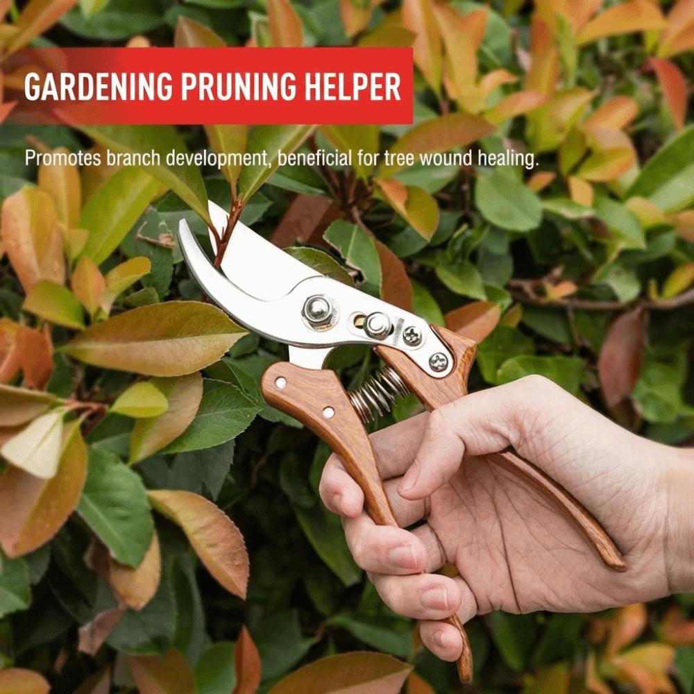Wood Grain Garden Pruner Ergonomic Hand Pruner Gardening Tools Pruning Shears Thick Branches