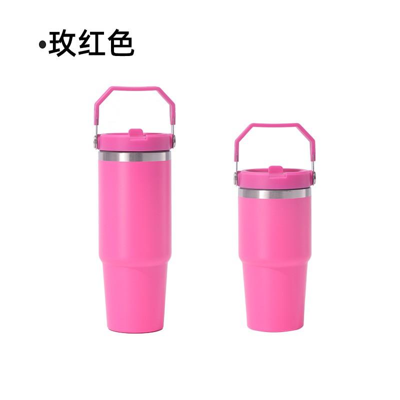 20oz 30oz doppelwandiger vakuumisolierter Edelstahl-Reisebecher mit Griff, Strohhalm, für Auto, Outdoor, Büro