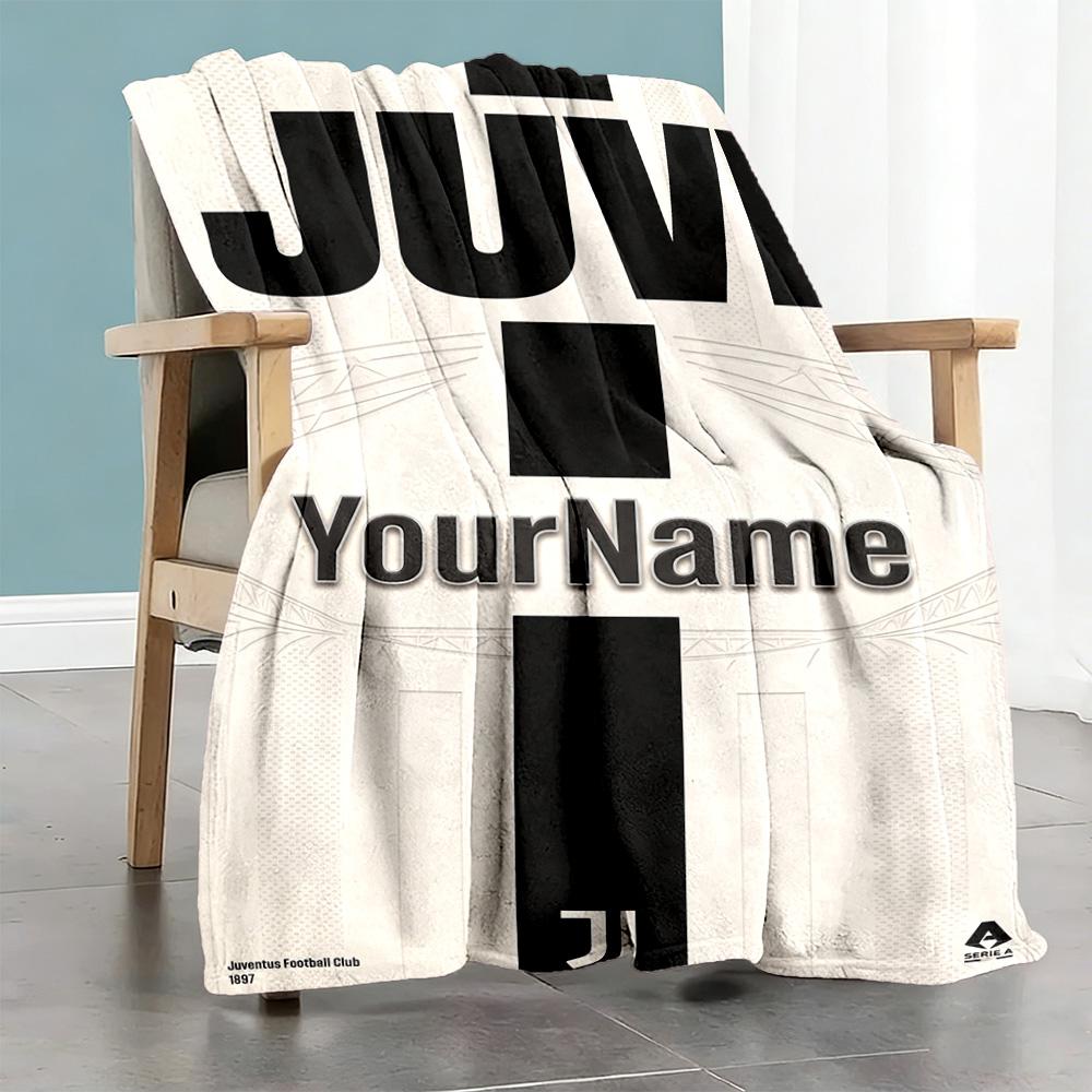Juventus Customize Your Name Blanket Cozy Personalized Blanket Warmthful Decor Versatile for Chair Office Chair Office Picnics Ideal for All Seasons