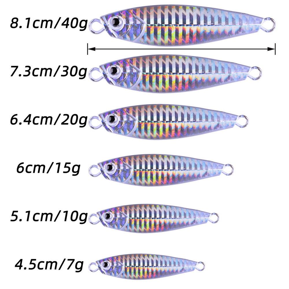 5 Pieces Boxed Artificial Hard Bait Lead Fish Jigs with Blood Groove Hooks for Bass & Trout Ocean Boat Fishing Slow Jigging