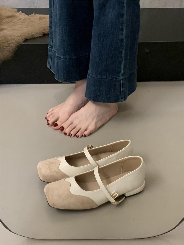 Slip on Casual Loafers Mules Elegant Summer Square Toe Chunky Low Heel Shallow Office Lady Pumps Shoes Comfortable Women's Dress