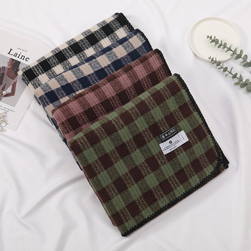 Retro Plaid Printed Pashmina Shawl Scarf For Woman Winter Warmer Scarves Korean Style Neckerchief Christmas Gift Muffler
