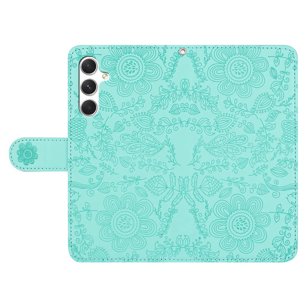 For Samsung Galaxy S25+/S24+ Case Flower Imprint Leather Flip Wallet Phone Cover with Wrist Strap