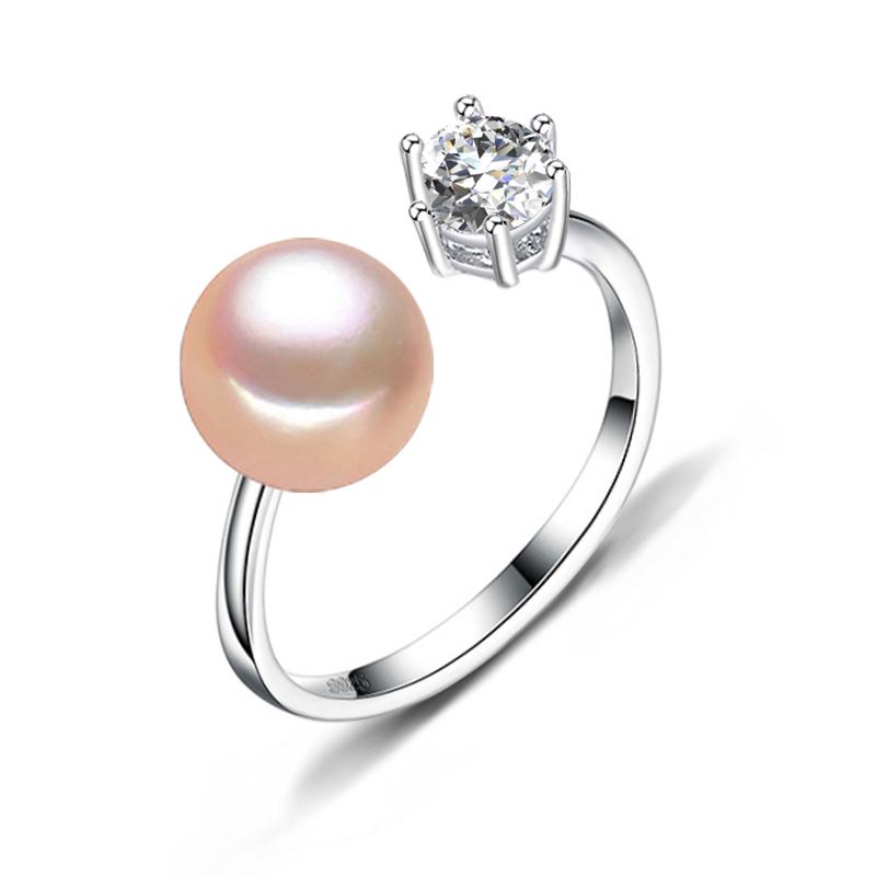 

LSOOYH кольца с натуральным пресноводным жемчугом для женщин, модные женские кольца с кубическим цирконием и CZ, ювелирные изделия с жемчугом Adjustable Size розовый