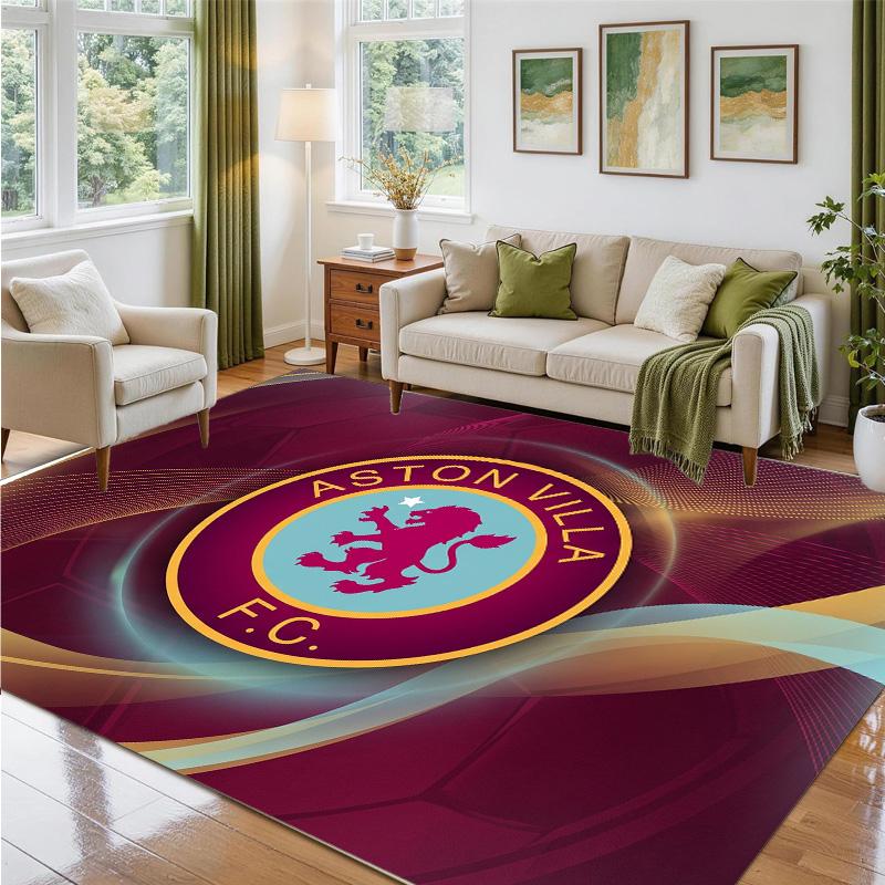 Aston Villa Football Design Crystal Velvet Rug Soft Decorative Mat for Bedroom Entrance