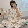 Summer short-sleeved fresh plaid pants simple casual pajamas women's breathable loose loungewear set