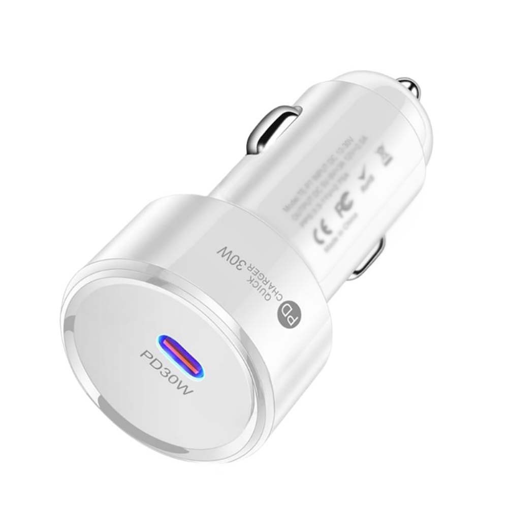 

PD 30W Автомобильное быстрое зарядное устройство USB C Type C Адаптер быстрой зарядки для iPhone 15 14 13 Pro Sumsung Xiaomi Мобильное зарядное устройство для телефона в автомобиле белый
