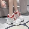 Fashion 10CM Women Platform Leather Sneakers Autumn Sports Dad Shoes High Top Chunky Casual Shoes Woman Thick Bottom Bling White Shoes