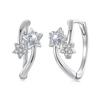WOSTU 925 Sterling Silver Double Star Shiny Zircon Hoop Earrings For Women Valentine Jewelry Gift Daily Praty Wear Jewelry Gif