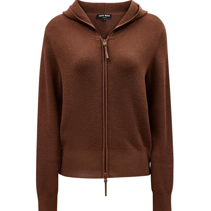 

VEROMODA Women s Slim Fit Ribbed Hooded Cardigan M