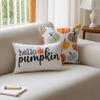 Cushion Cover Colorful Pumpkin Embroidery Cushion Case Throw Pillow Cover for Sofa and Bedroom Comfort, Poly Cotton