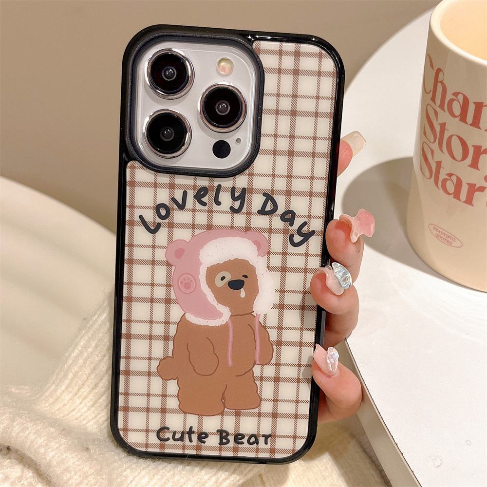 

Чехол для мобильного телефона Apple iPhone 11 с изображением коричневого медведя в клетку и магнитным креплением для 13/14Pro Max iPhone 12/12 Pro