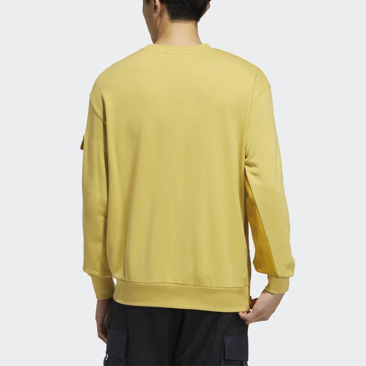 adidas Colorblock Large Pocket Knit Pullover Sweatshirt for Men, Yellow