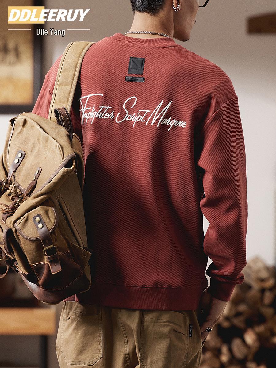 Men s Heavyweight Hoodie: Embroidered Letter Design, Velvet-Lined Pullover for Autumn & Winter 2XL (160-180 jin)