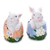 Cute Easter Rabbit Eggs Ornaments Resin Easter Bunny Holding Flower Ornaments Happy Easter Party Decoration Easter Gift