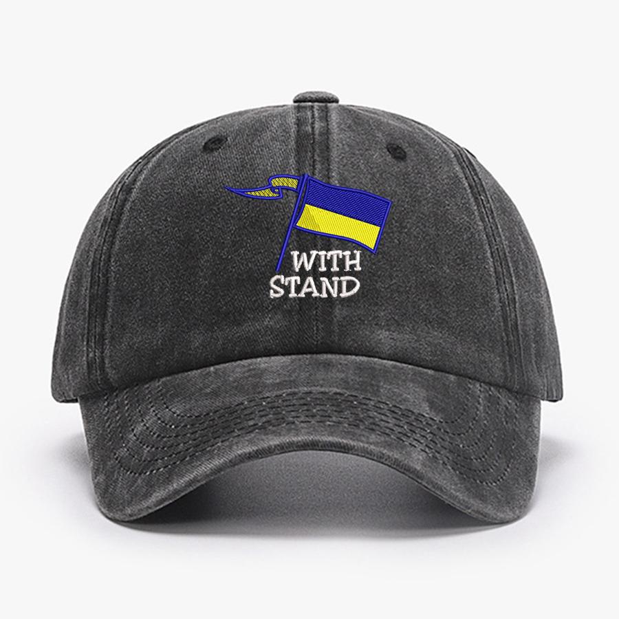 Embroidery Ukraine Trident Symbol Cotton Washed Fashion Sports Baseball Cap Adjstable Hip Hop Urban Street Style Dad Hat Visor Protection Snapback