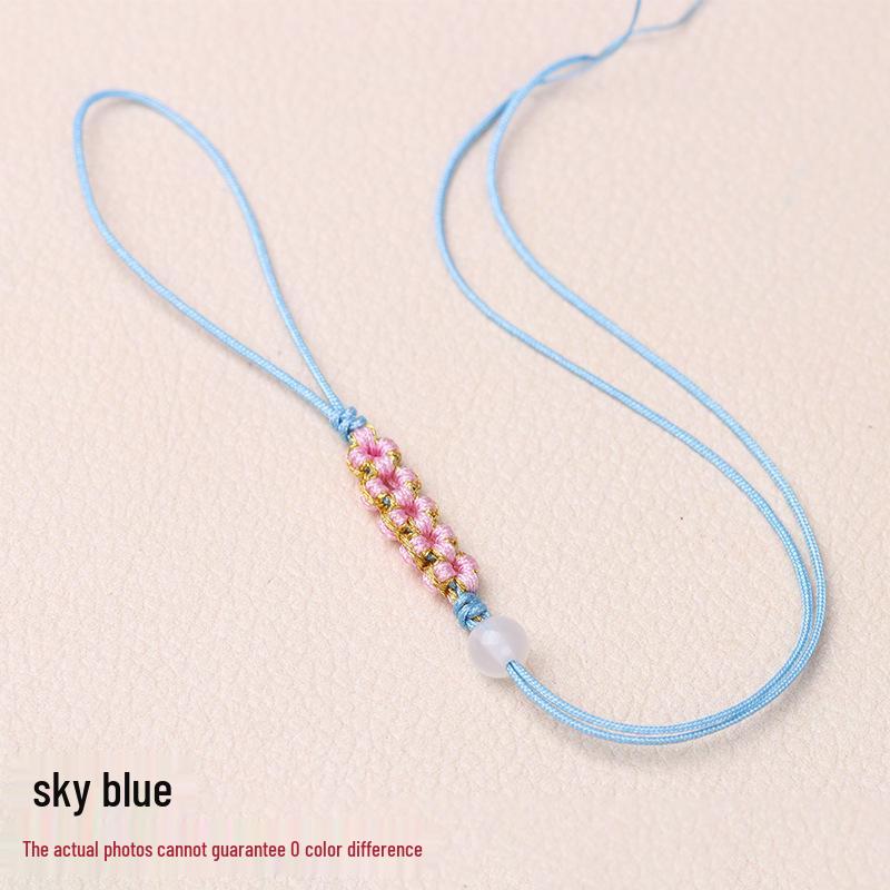 Peach Blossom Knot Phone Chain & Bag Pendant - Handmade Woven Jewelry Lanyard