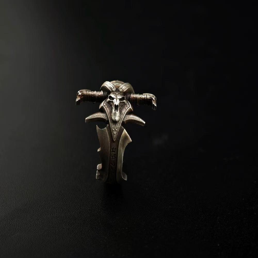 Retro Distressed Punk World of Warcraft Frostmourne Sword Ring