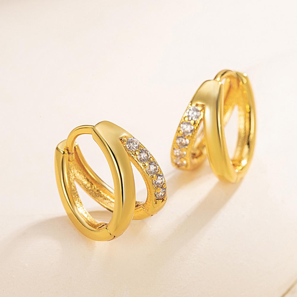 925 Sterling Silver Fashion Daily Hollow Diamond Set Zircon Earrings Birthday Party Anniversary Gift