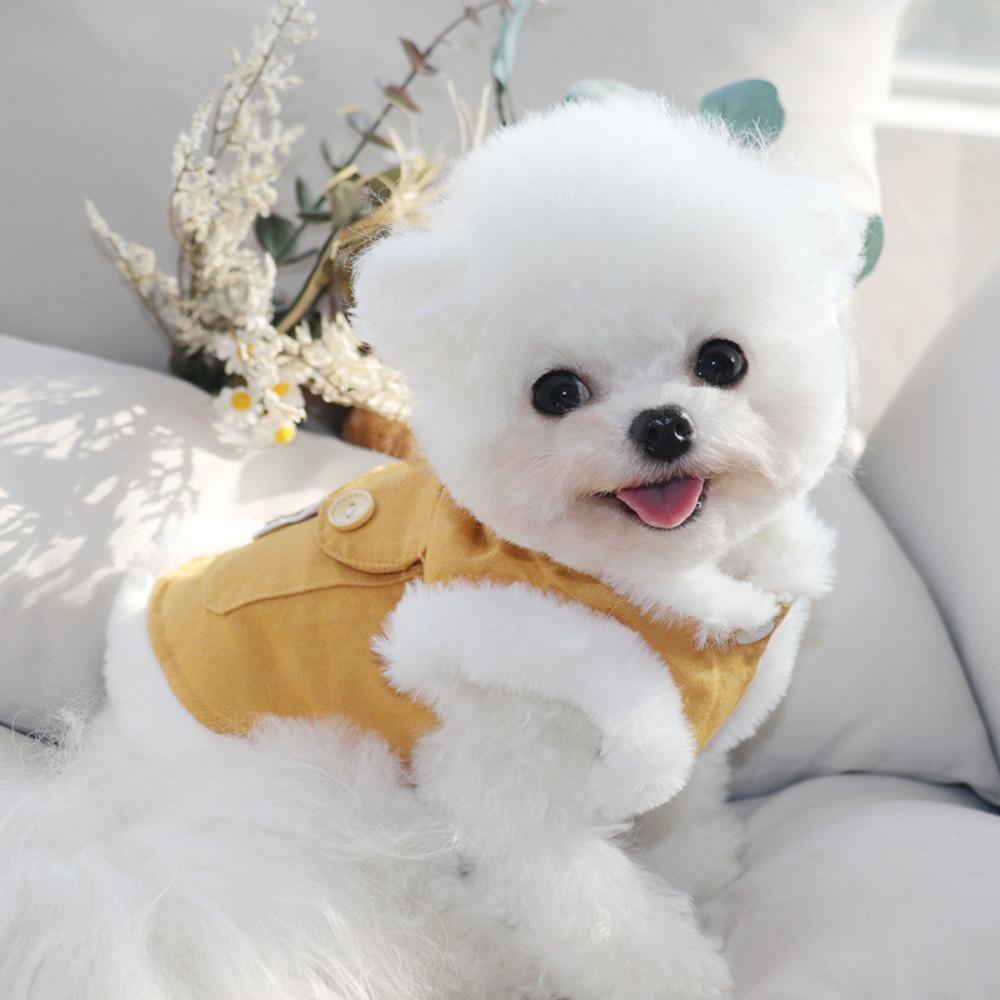 Pet Supplies Soft Bear Pattern Dog Clothes Comfortable Warm Pet Cotton Coat Can Pull Stylish Pet Warm Vests Bichon