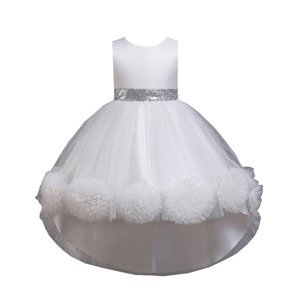 Sukienka dziecięca Sukienka księżniczki z kokardą Jednokolorowa sukienka z ogonem Wydajna sukienka na ciasto