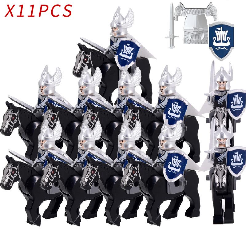 MOC LOTR Soldier Orcs Army Figures Armor Guard Warrior Archer Medieval Dol Amroth Knights Building Blocks Bricks Toys Gifts